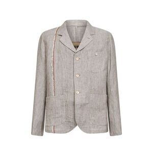 Uma Wang Men Dirty White Linen And Cotton Jai Single-Breasted Jacket